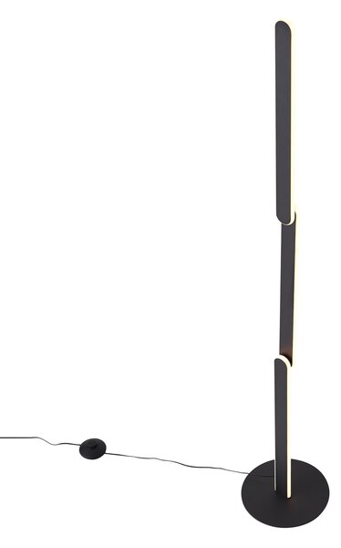 Designerska lampa podłogowa czarna z wbudowaną diodą LED z 3-stopniową regulacją ściemniania - Gate