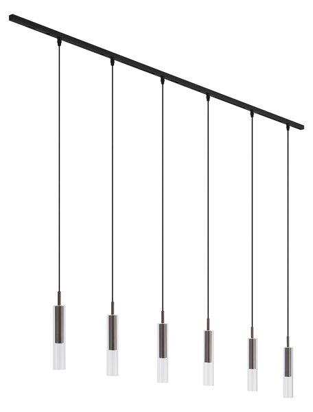 Nowoczesny system szynowy czarny z 6 lampami wiszącymi ciemny brąz 1-fazowy - Slimline Loyce