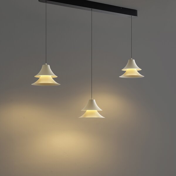 Lampa wisząca czarna z beżowym, z LED, 3-stopniowa regulacja ściemniania, 3-źródła światła Easylift - Witch