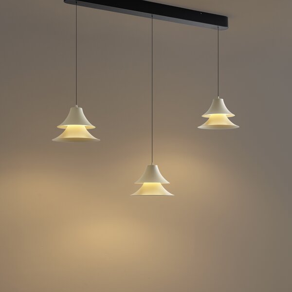 Lampa wisząca czarna z beżowym, z LED, 3-stopniowa regulacja ściemniania, 3-źródła światła Easylift - Witch