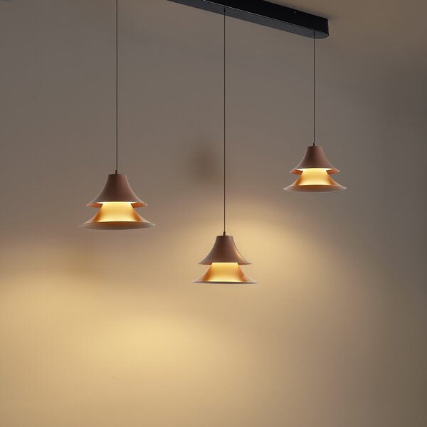 Lampa wisząca czarna z mokką, w zestawie LED z 3-stopniową regulacją ściemniania, 3-punktowa Easylift - Witch