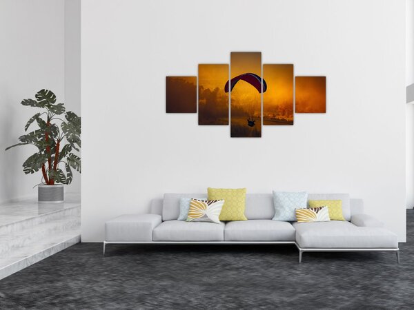 Obraz spadochroniarza o zachodzie słońca (125x70 cm)