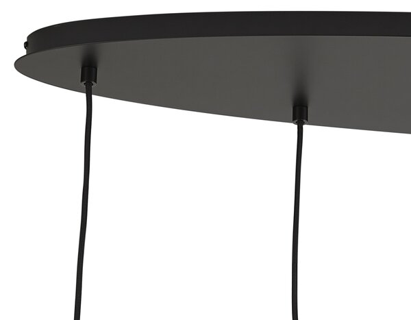 Lampa wisząca czarna z bursztynowym, przydymionym i przezroczystym szkłem, 6-punktowa - Elena