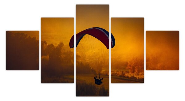 Obraz spadochroniarza o zachodzie słońca (125x70 cm)