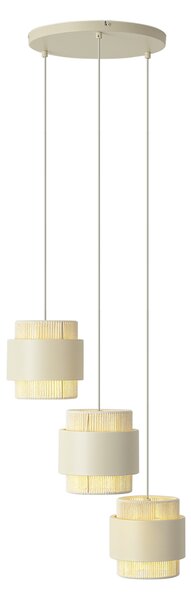 Nowoczesna lampa wisząca beżowa z liną 3-punktowa - Kora