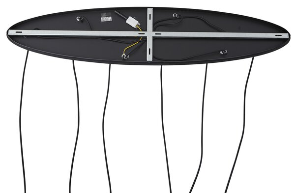Lampa wisząca czarna z bursztynowym, przydymionym i przezroczystym szkłem, 6-punktowa - Elena