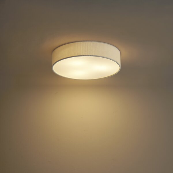 Nowoczesna lampa sufitowa biała z aksamitnym abażurem 46 cm 3-źródła światła - Luz