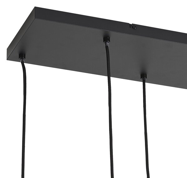 Nowoczesna lampa wisząca czarna z drewnem i matowym szarym szkłem 6-punktowa - Umbra