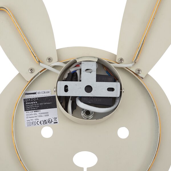Dziecięca lampa ścienna beżowa z LED z 3-stopniową regulacją jasności - Benny the Bunny