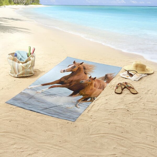 Good Morning Ręcznik plażowy FREE, 75x150 cm, brązowo-niebieski