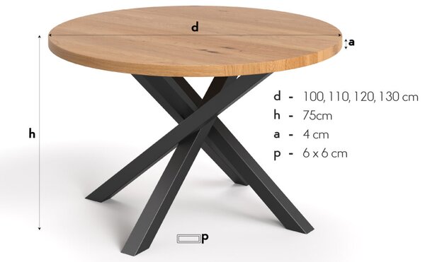 Stół okrągły Aster z litego drewna Buk 100 cm