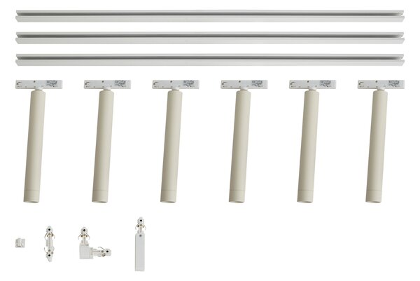 Nowoczesny system szynowy biały z 6 beżowymi reflektorami 1-fazowymi - Slimline Avery