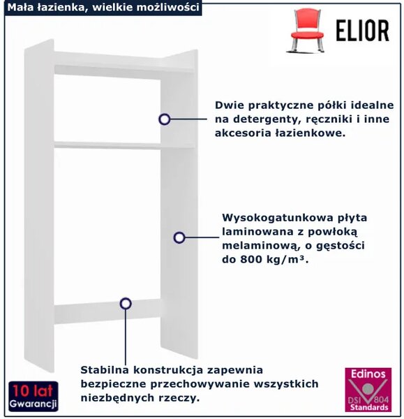 Biała szafka na pralkę z półką T8-B80