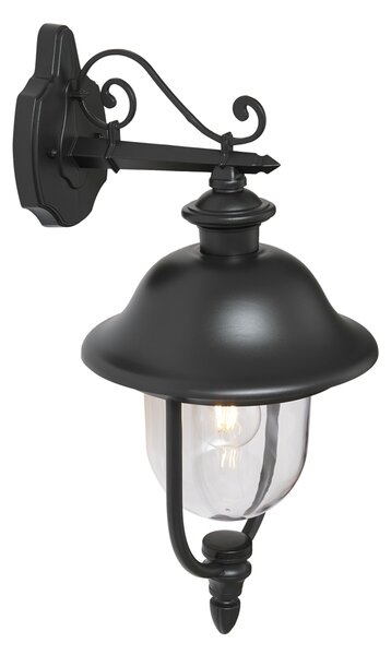 Klasyczna zewnętrzna lampa ścienna czarna z tworzywa sztucznego IP44 - Genoa
