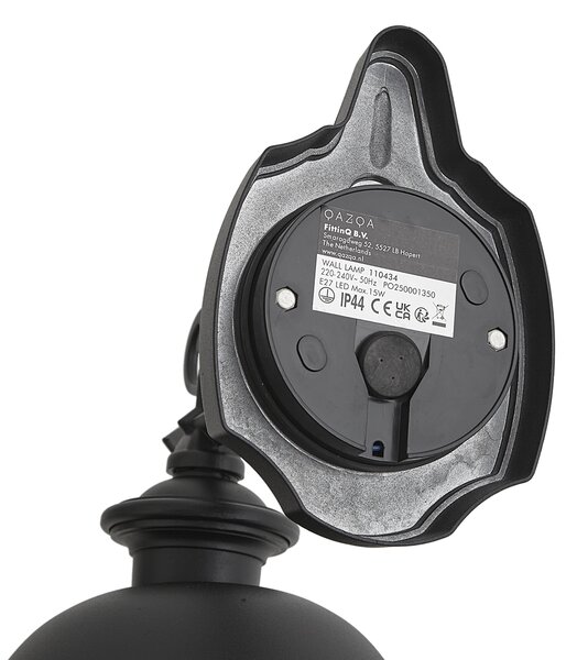 Klasyczna zewnętrzna lampa ścienna czarna z tworzywa sztucznego IP44 - Genoa
