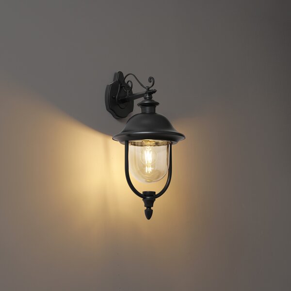Klasyczna zewnętrzna lampa ścienna czarna z tworzywa sztucznego IP44 - Genoa
