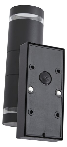 Nowoczesna lampa ścienna zewnętrzna czarna 2-punktowa IP44 z czujnikiem zmierzchu - Dubbla
