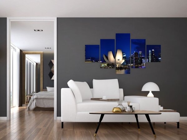 Obraz Singapuru nocą (125x70 cm)