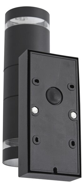 Nowoczesna lampa ścienna zewnętrzna czarna 2-punktowa IP44 z czujnikiem ruchu - Dubbla
