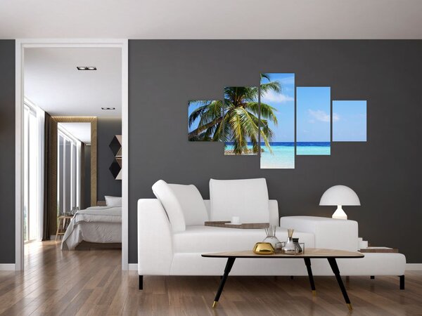 Obraz palmy na plaży (125x70 cm)