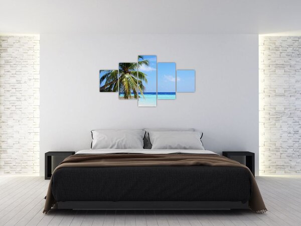 Obraz palmy na plaży (125x70 cm)