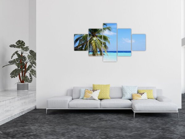 Obraz palmy na plaży (125x70 cm)