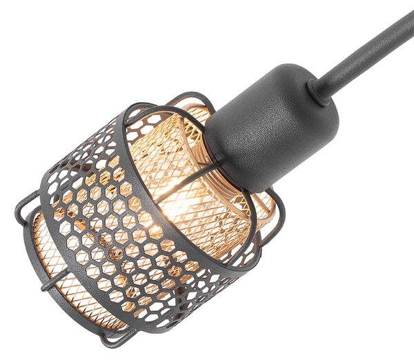 Designerska lampa sufitowa czarna ze złotem 4-światłowa - Noud