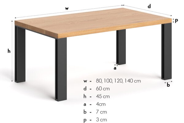 Ława Fold z litego drewna Dąb 80 x 60 cm