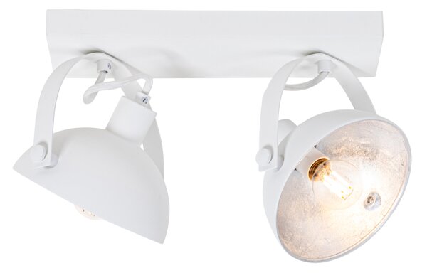 Industrialna lampa sufitowa biała ze srebrnym wykończeniem 2-punktowa regulowana - Magnax