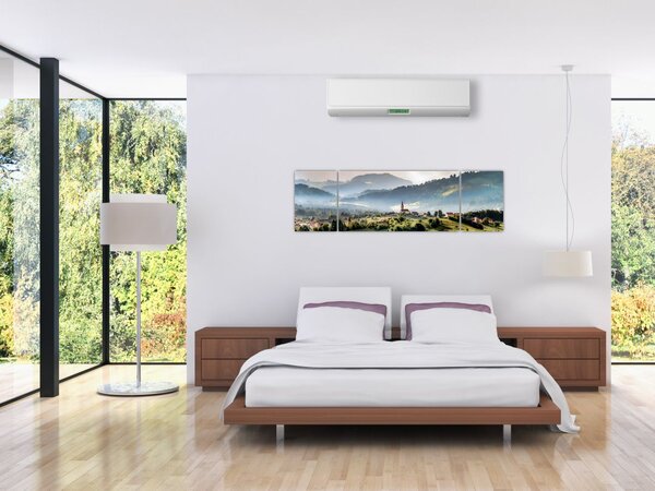 Obraz - wieś we mgle (170x50 cm)
