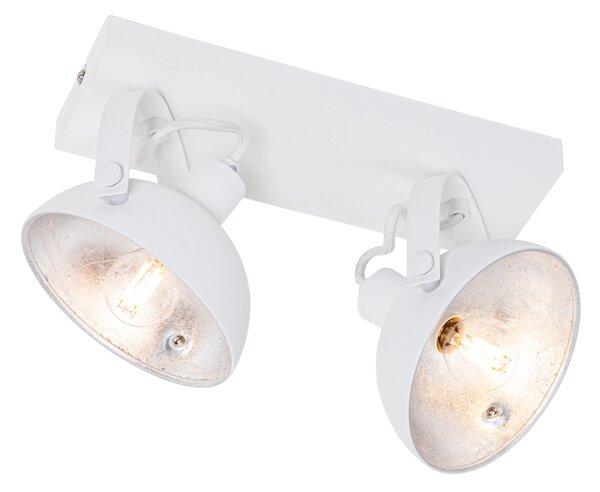 Industrialna lampa sufitowa biała ze srebrnym wykończeniem 2-punktowa regulowana - Magnax