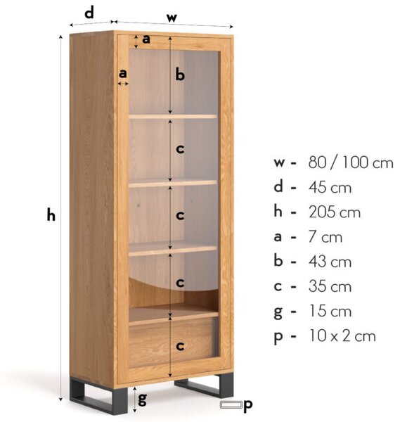 Witryna industrialna Axel Dąb 80 cm