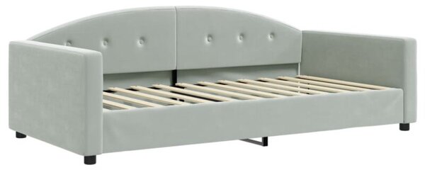 Sofa z funkcją spania, jasnoszara, 100x200 cm, obita aksamitem