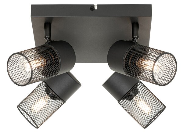 Industrialny reflektor sufitowy czarny 4-punktowy regulowany - Jim