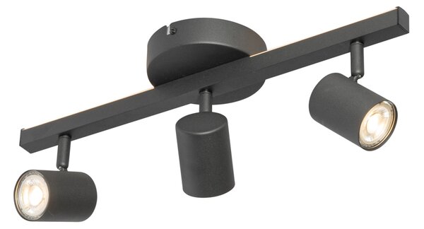Czarny reflektor sufitowy GU10 50 mm 3-punktowy z podświetleniem i przełącznikiem 3-stopniowym - Back Up