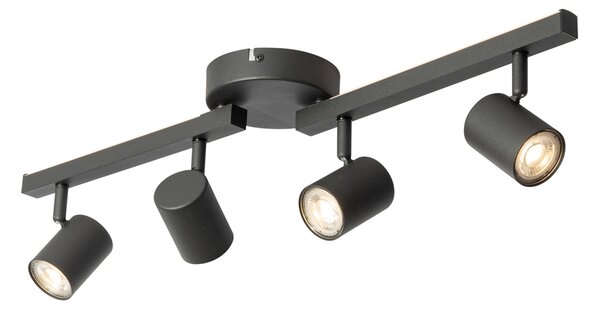 Czarny reflektor sufitowy GU10 50 mm 4-punktowy z podświetleniem i przełącznikiem 3-stopniowym - Back Up