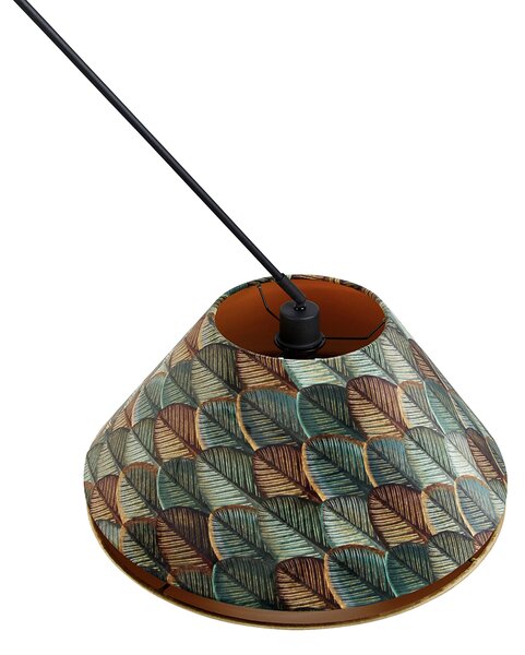 Lampa wisząca czarna z podwójnym aksamitnym abażurem w kształcie liści i beżowym - Blitz