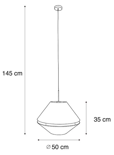 Lampa wisząca czarna z podwójnym aksamitnym abażurem zielonym ze złotym wnętrzem - Combi 1