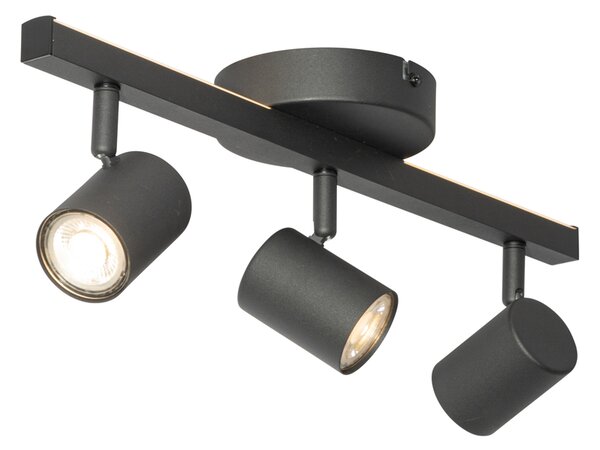 Czarny reflektor sufitowy GU10 50 mm 3-punktowy z podświetleniem i przełącznikiem 3-stopniowym - Back Up