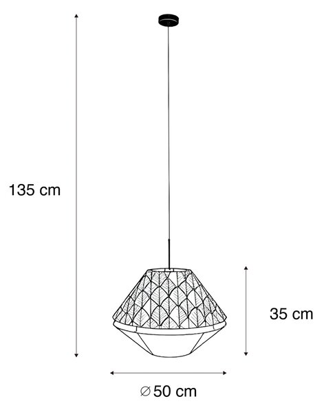 Lampa wisząca czarna z podwójnym aksamitnym abażurem w kształcie liścia i beżowym kolorem - Combi 1