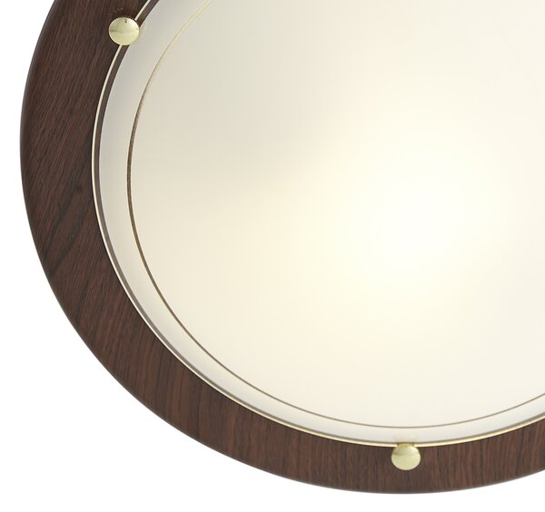 Klasyczna lampa sufitowa z drewna orzechowego z białym szkłem - Mesiac