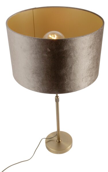 Lampa stołowa brązowa z aksamitnym brązowym abażurem 35 cm - Parte