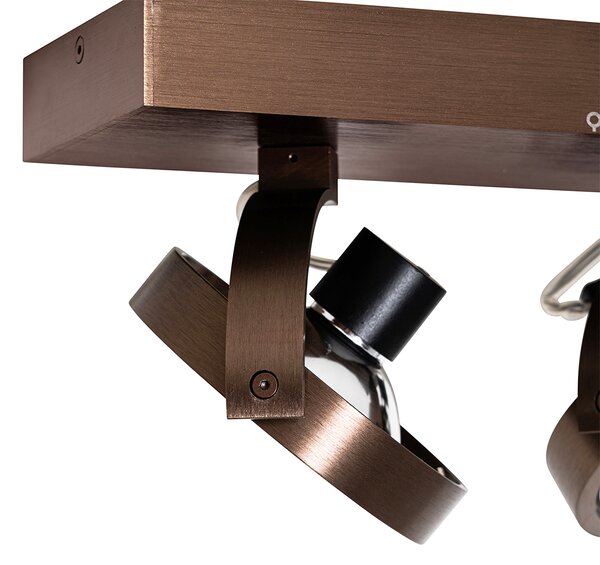 Designerski reflektor szynowy ciemny brąz 2-światła obrotowy i pochylany - Go