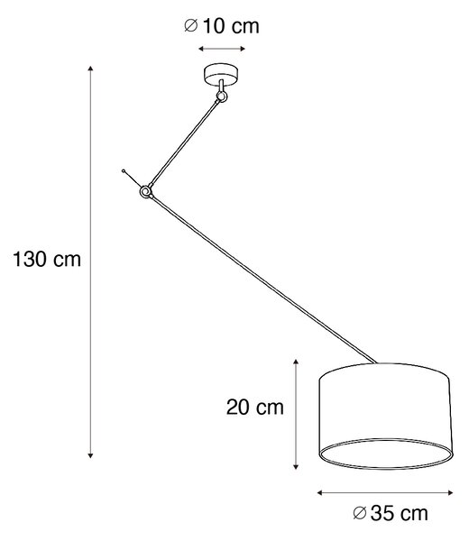 Lampa wisząca Czarna z aksamitnym kloszem Taupe 35 cm - Blitz