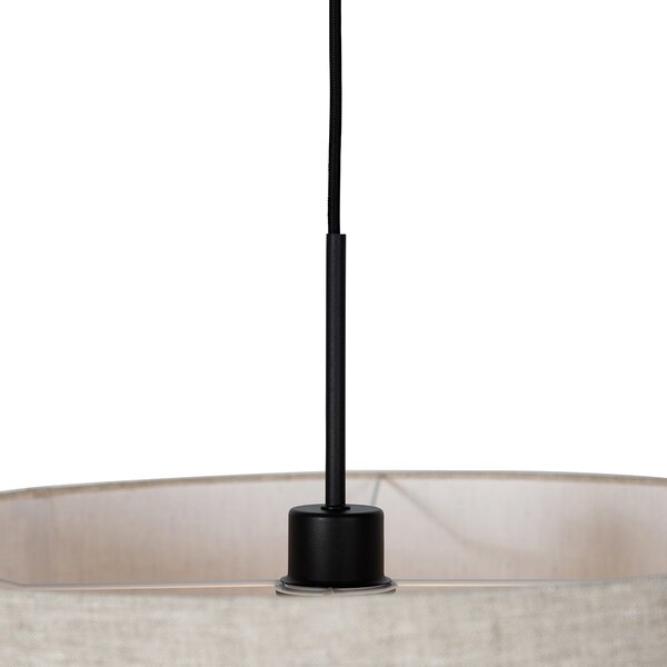 Rustykalna lampa wisząca czarna z beżowym kloszem 50 cm - Combi 1