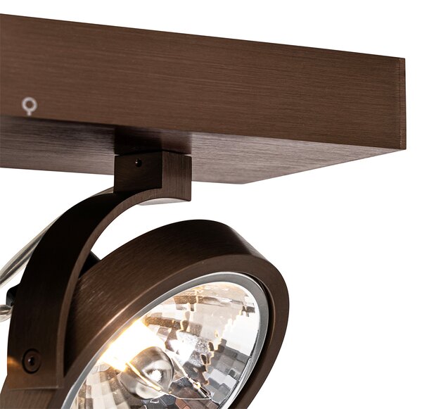 Designerski reflektor szynowy ciemny brąz 2-światła obrotowy i pochylany - Go