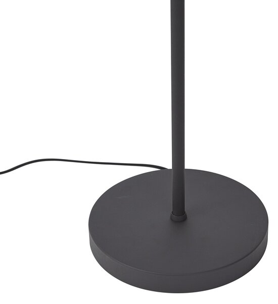 Industrialna lampa podłogowa czarna z drewnem 2-źródła światła - Jakub