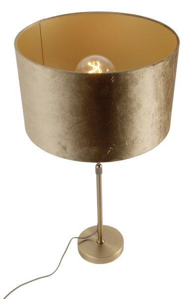 Lampa stołowa brązowa z aksamitnym abażurem brązowym 35 cm - Parte