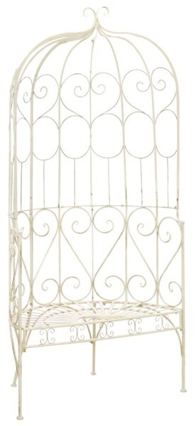 Ławka ogrodowa, 95 cm, żelazo, antyczna biel