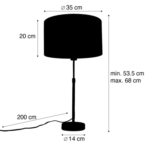 Lampa stołowa brązowa z aksamitnym abażurem brązowym 35 cm - Parte